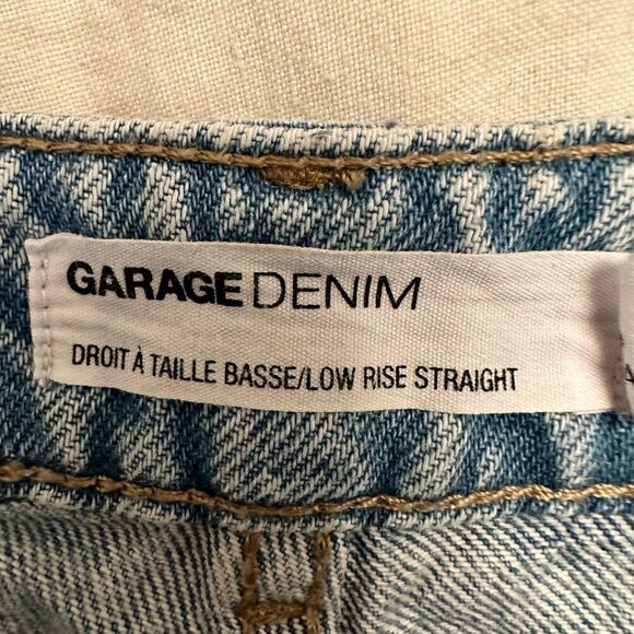 Garage Denim Low Rise Whisker Faded Distressed Light Blue Straight Jeans Size 0 - Picture 3 of 5